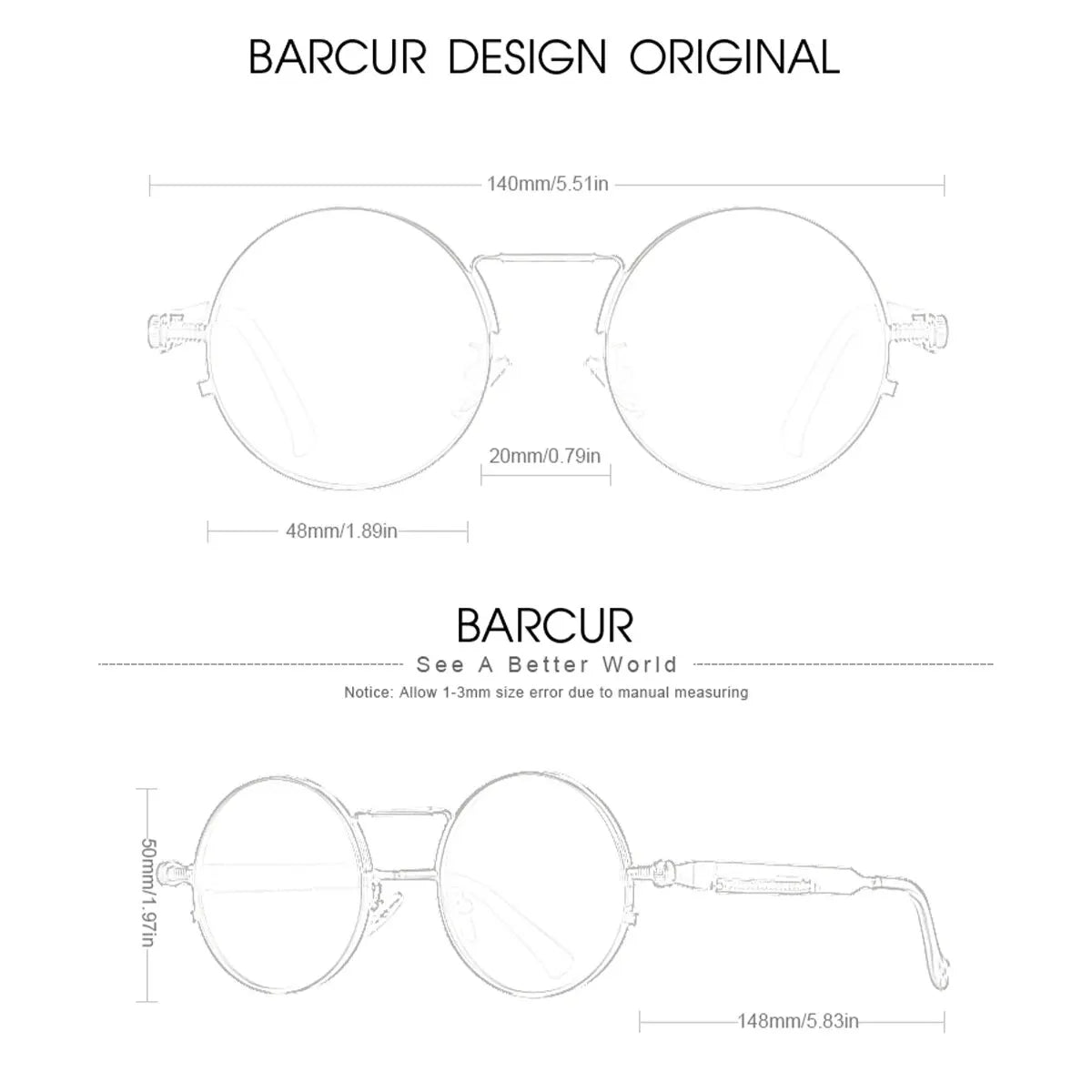 BARCUR Round Men Sunglasses - BC8377