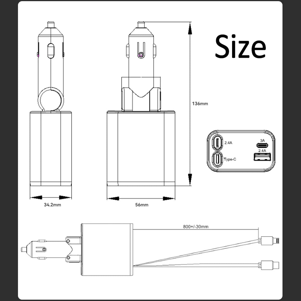 Retractable Super Fast Car Charger